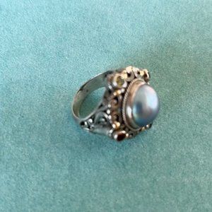 Sterling Silver/Black Tahitian Pearl Cocktail Ring